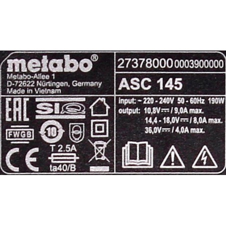 Metabo 685122000 batterioplader Vekselstrøm